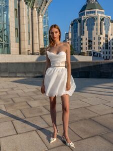 Sweetheart corset top and short skirt