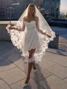 Sweetheart corset top and short skirt