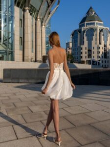 Sweetheart corset top and short skirt