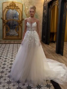 Strapless floral ballgown wedding dress