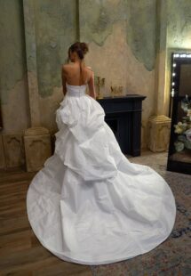 Style #2517L, Taffeta ballgown wedding dress with a textured skirt and 3D flowers; available in ivory or white