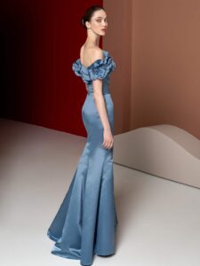 Fit and flare dress with detachable bolero | Color: eggplant, steel-blue, ivory, crimson, pink, blue, green, azalea, grey-blue, dark blue, black