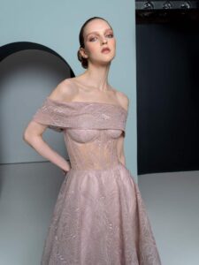 Off-the-shoulder cocktail dress