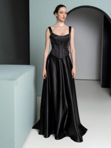 Satin corset with A-line skirt set