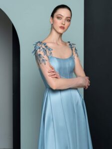 Satin A-Line long sleeve dress