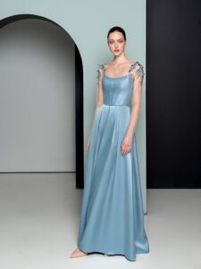 Satin A-Line long sleeve dress