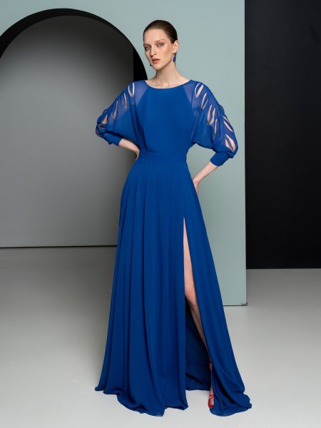 Dolman sleeve evening dress