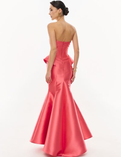Strapless formal dress with peplum waist detail by Papilio Boutique, dress boutique in Toronto