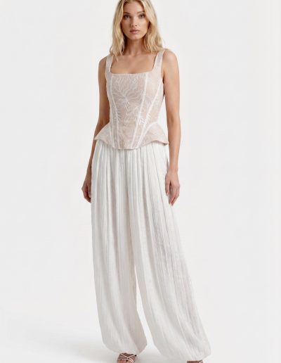 Floral lace bridal corset with pants