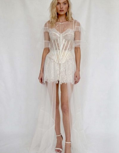 Bridal separates with sheer overlay