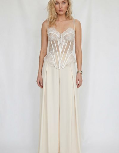 Modern bridal corset with pleated pants
