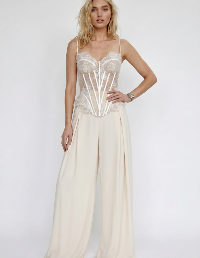 Modern bridal corset with pleated pants