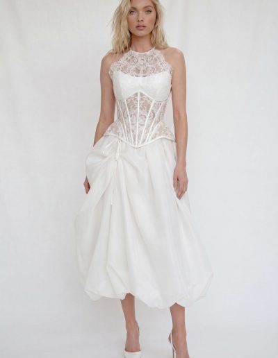 Lace bridal corset with organza skirt