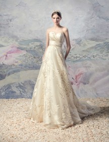 Style #1633 Premium, a-line gold wedding dress with sweetheart neckline, available in gold